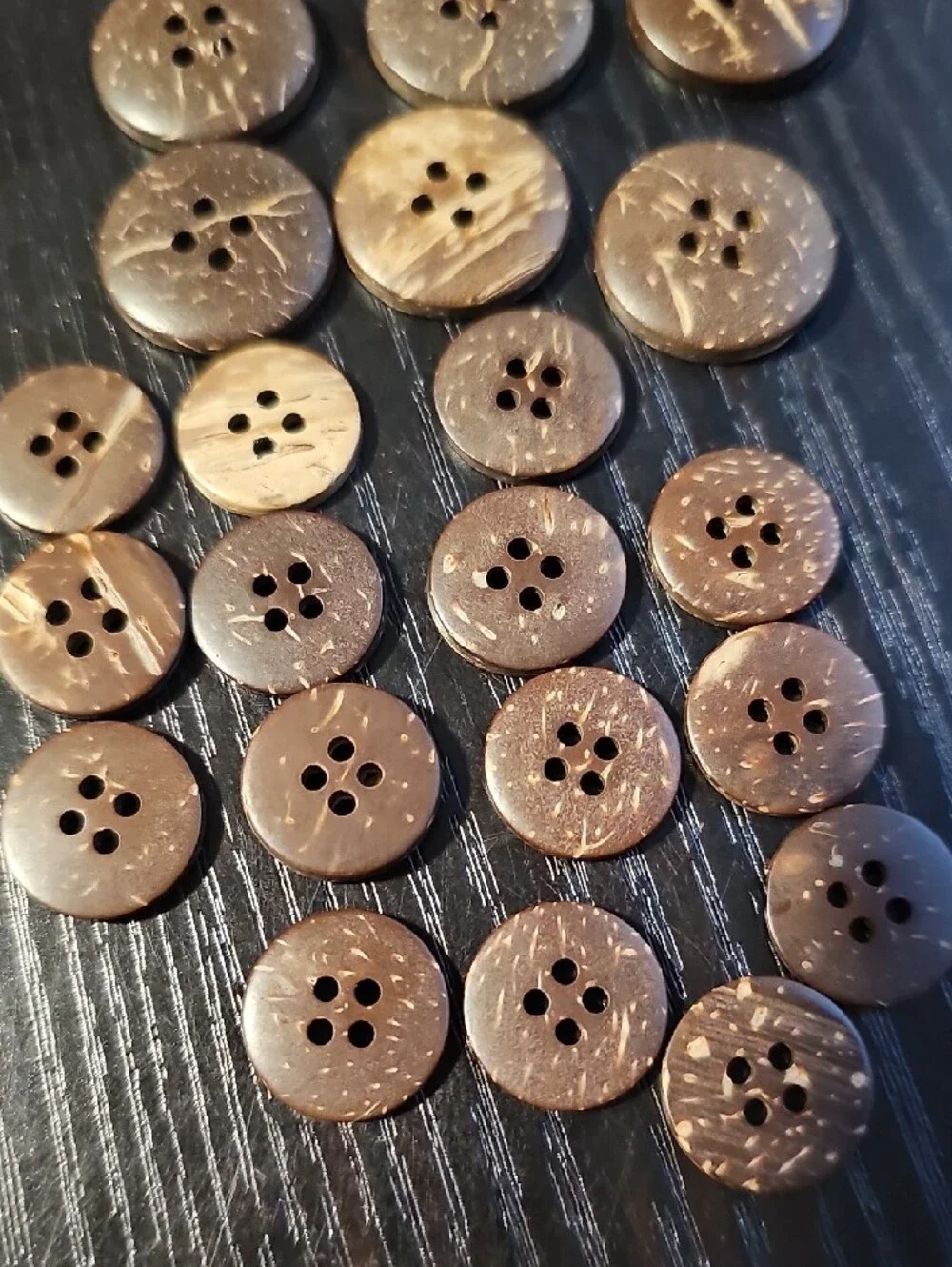 26-Piece Natural Coconut Shell Button Lot – Mixed Sizes – Rustic Sewing & Crafts